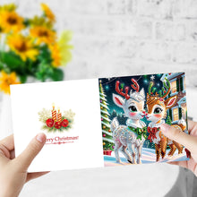 Load image into Gallery viewer, 6Pcs Winter Fawn DIY Diamond Painting Card Rhinestone Painting Card Kit
