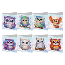 Load image into Gallery viewer, 8Pcs Snowy Owl DIY Diamond Painting Card Rhinestone Painting Card Kit for Friend
