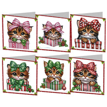 Load image into Gallery viewer, 6Pcs Gift Cat DIY Diamond Painting Card Rhinestone Painting Card Kit for Friends
