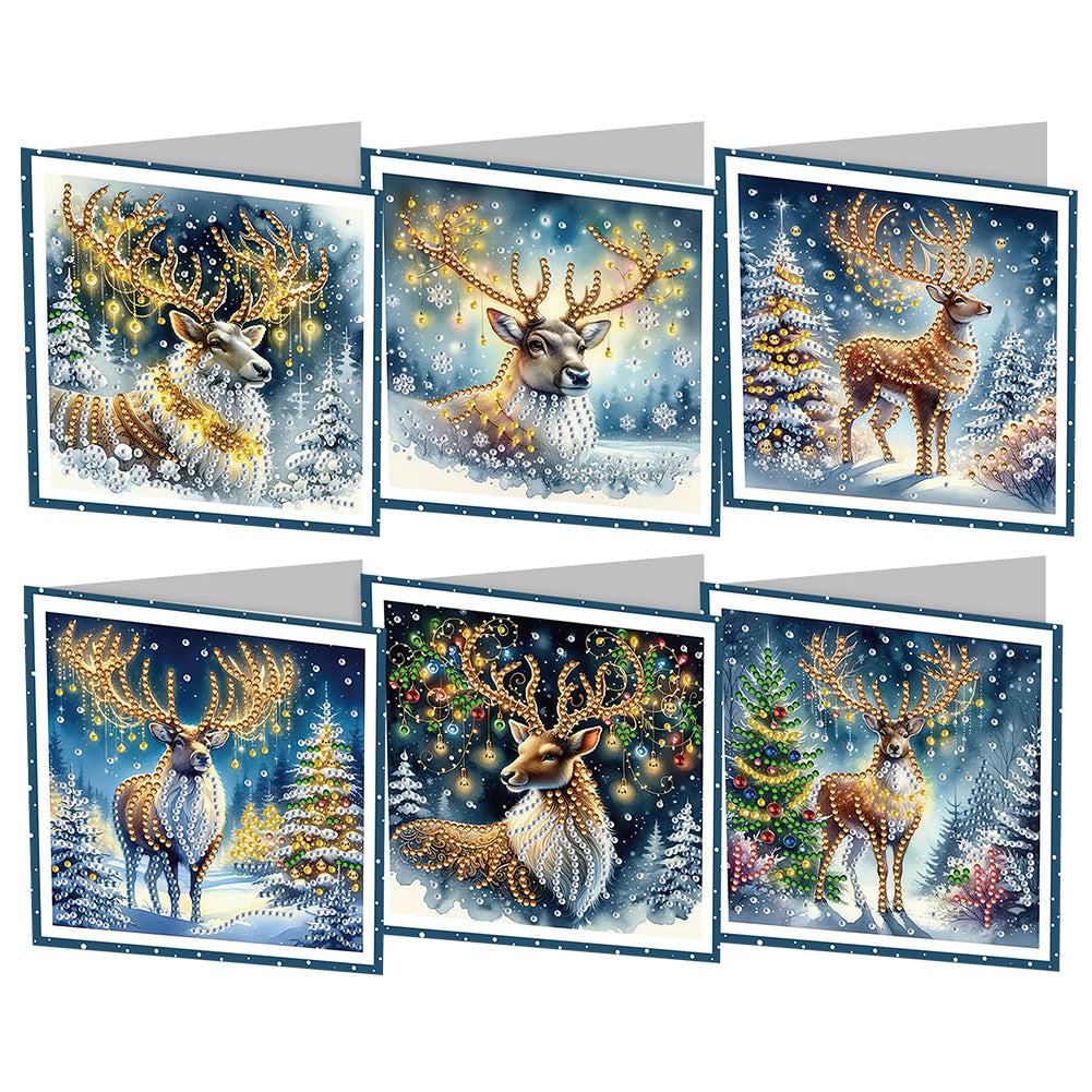 6Pcs Christmas Bow DIY Diamond Painting Card Rhinestone Painting Card Kit