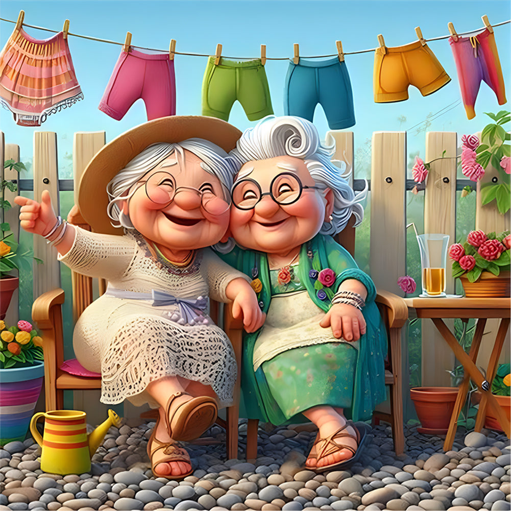 Diamond Painting - Full Round - Cute old lady (30*30CM)