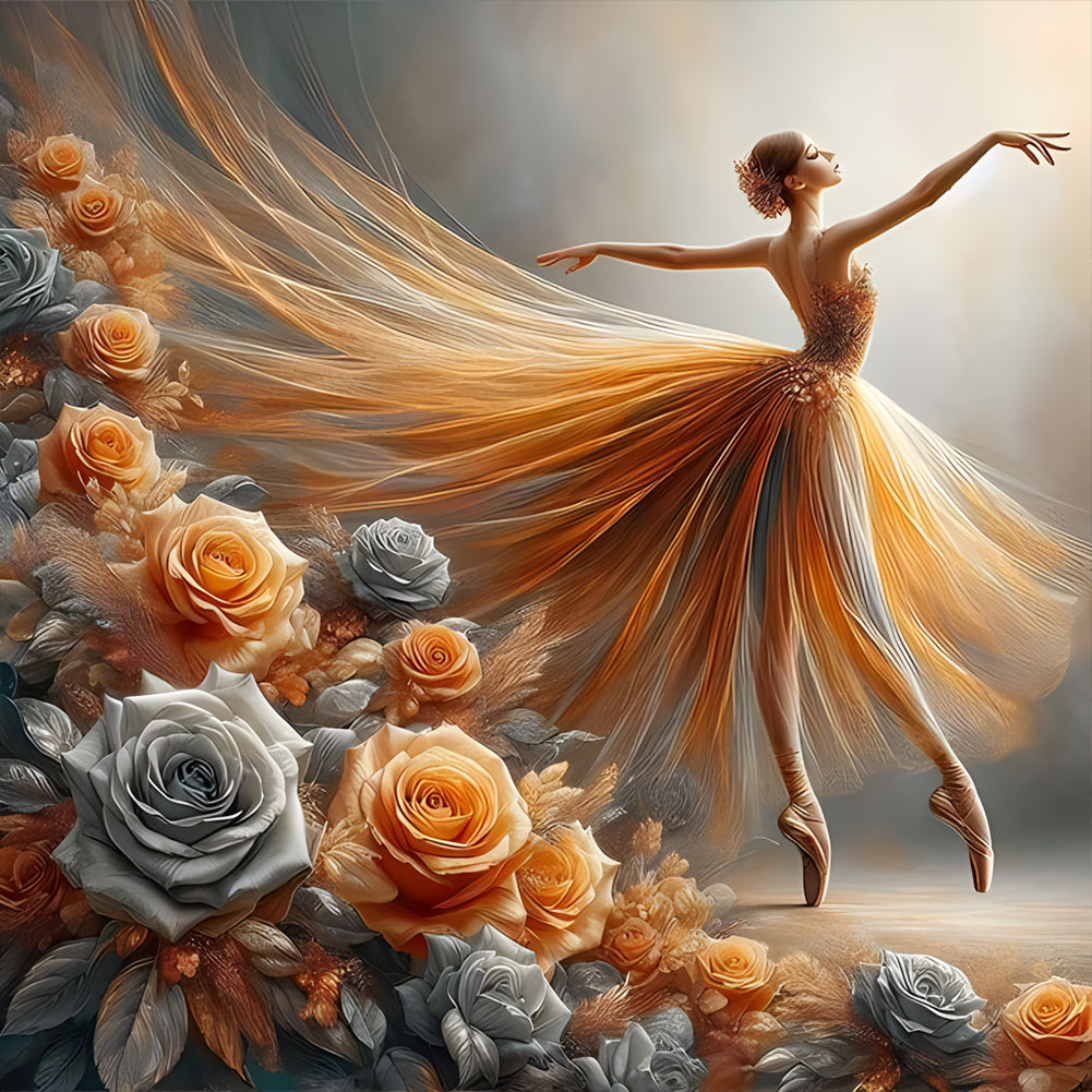 Diamond Painting - Full Round - Girl with gorgeous skirt (40*40CM)
