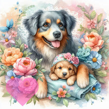 Load image into Gallery viewer, Diamond Painting - Full Round - Flower love Australian shepherd (40*40CM)
