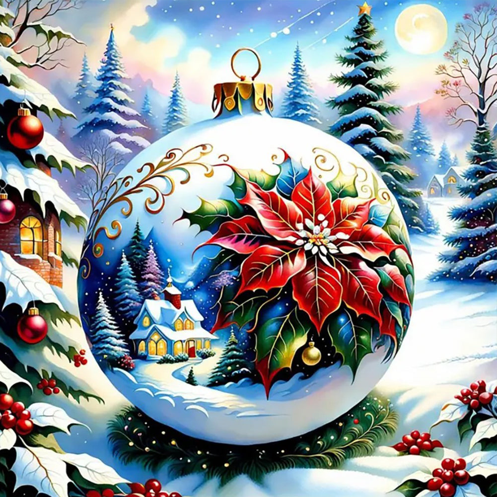 Diamond Painting - Full Round - Christmas snow Poinsettia ball (40*40CM)