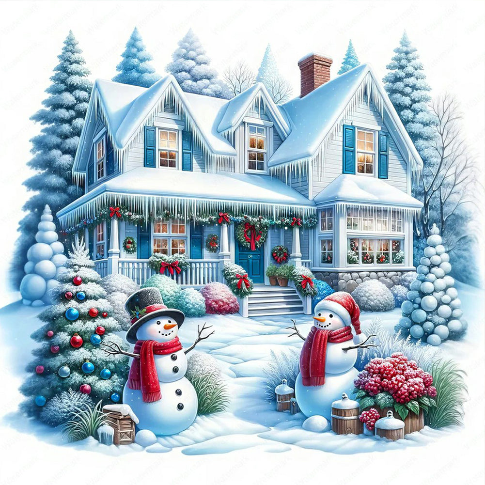 Diamond Painting - Full Round - Christmas tree snowman hut (40*40CM)