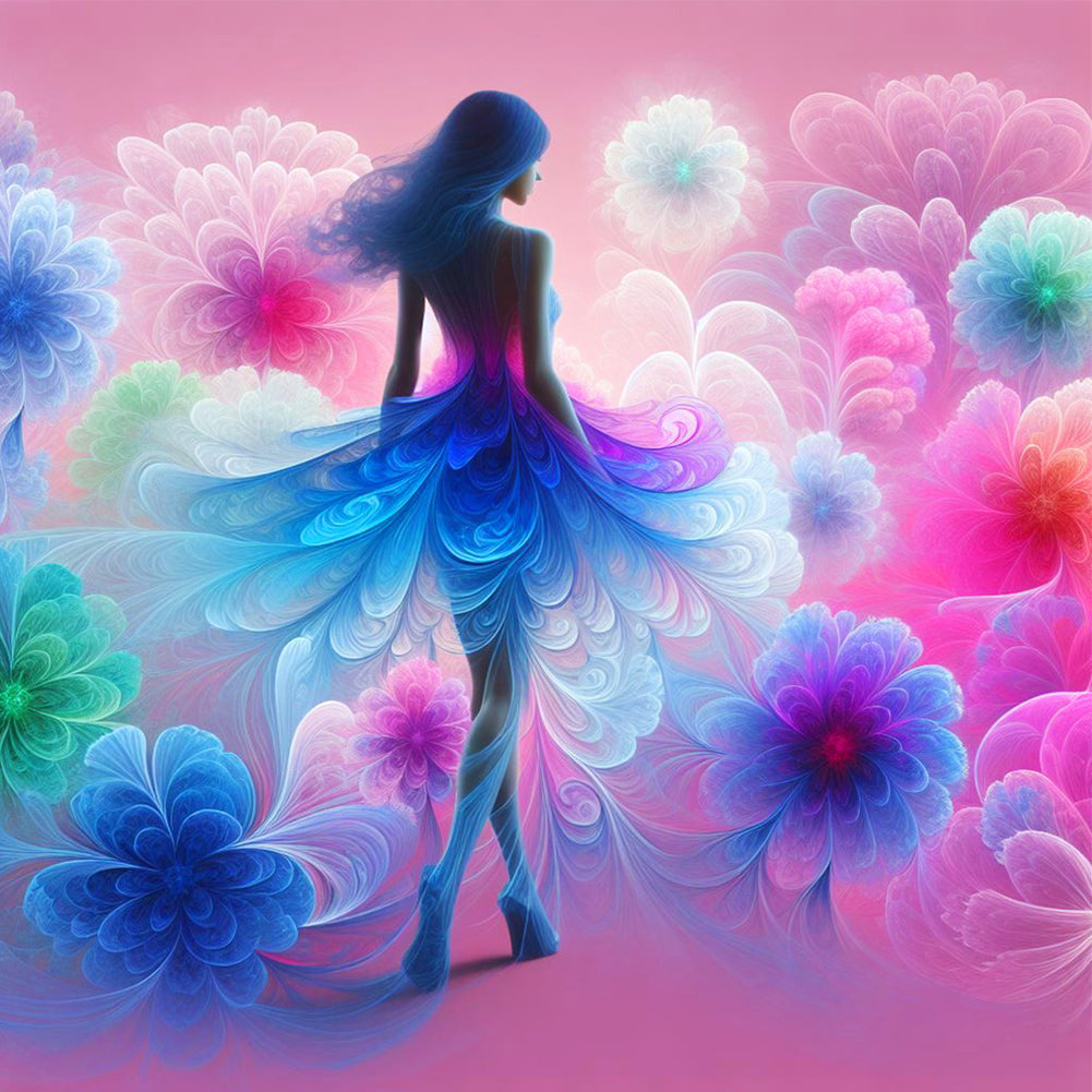 Diamond Painting - Full Round - Dream cloud flower skirt girl (40*40CM)