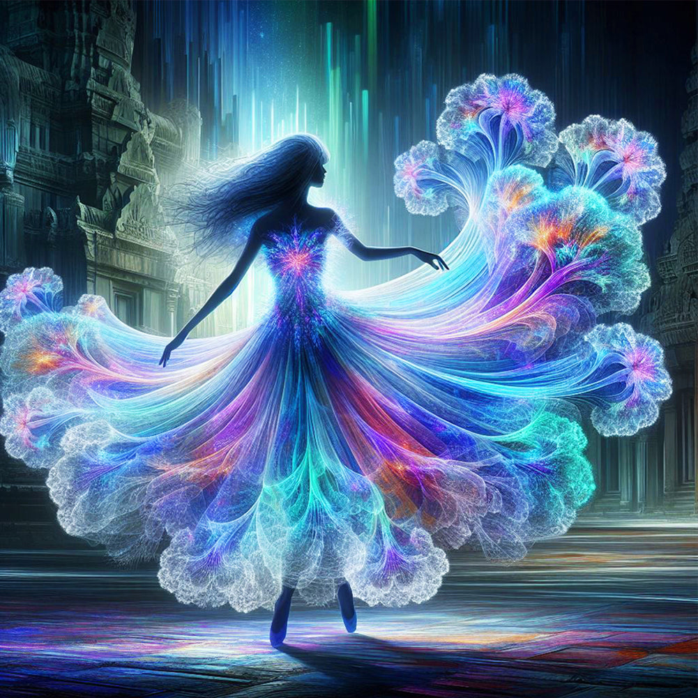 Diamond Painting - Full Round - Dream aurora skirt girl (40*40CM)
