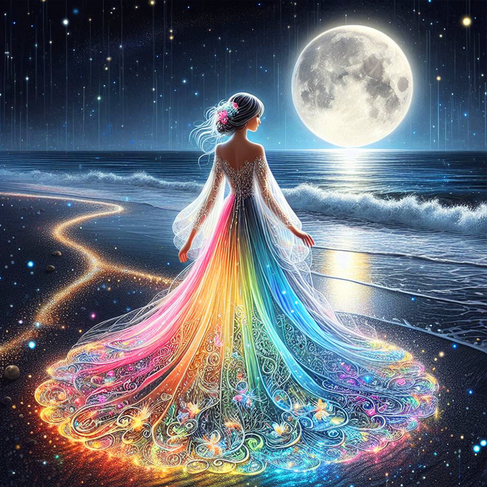 Diamond Painting - Full Round - Dream color light skirt girl (40*40CM)
