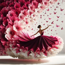 Load image into Gallery viewer, Diamond Painting - Full Round - Girl with dreamy red butterfly skirt (40*40CM)
