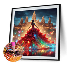 Load image into Gallery viewer, Diamond Painting - Full Round - Girl with dreamy red butterfly skirt (40*40CM)
