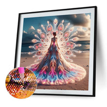 Load image into Gallery viewer, Diamond Painting - Full Round - Girl with dreamy peacock skirt (40*40CM)
