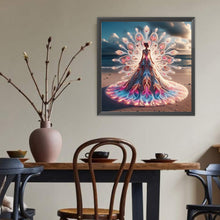 Load image into Gallery viewer, Diamond Painting - Full Round - Girl with dreamy peacock skirt (40*40CM)
