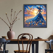 Load image into Gallery viewer, Diamond Painting - Full Round - Girl with dreamy blue butterfly skirt (40*40CM)
