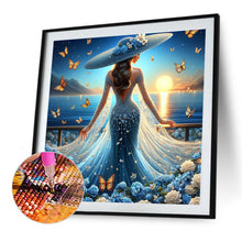 Load image into Gallery viewer, Diamond Painting - Full Round - Girl with dreamy flower butterfly skirt (40*40CM)

