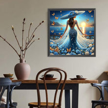 Load image into Gallery viewer, Diamond Painting - Full Round - Girl with dreamy flower butterfly skirt (40*40CM)
