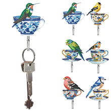 Load image into Gallery viewer, 6Pcs Diamond Painting Hooks Ceramic Cup with Bird Diamond Art Craft Wall Hooks
