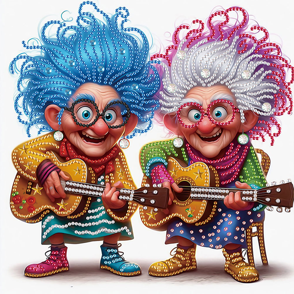 Diamond Painting - Partial Special Shaped - Funny old lady (30*30CM)