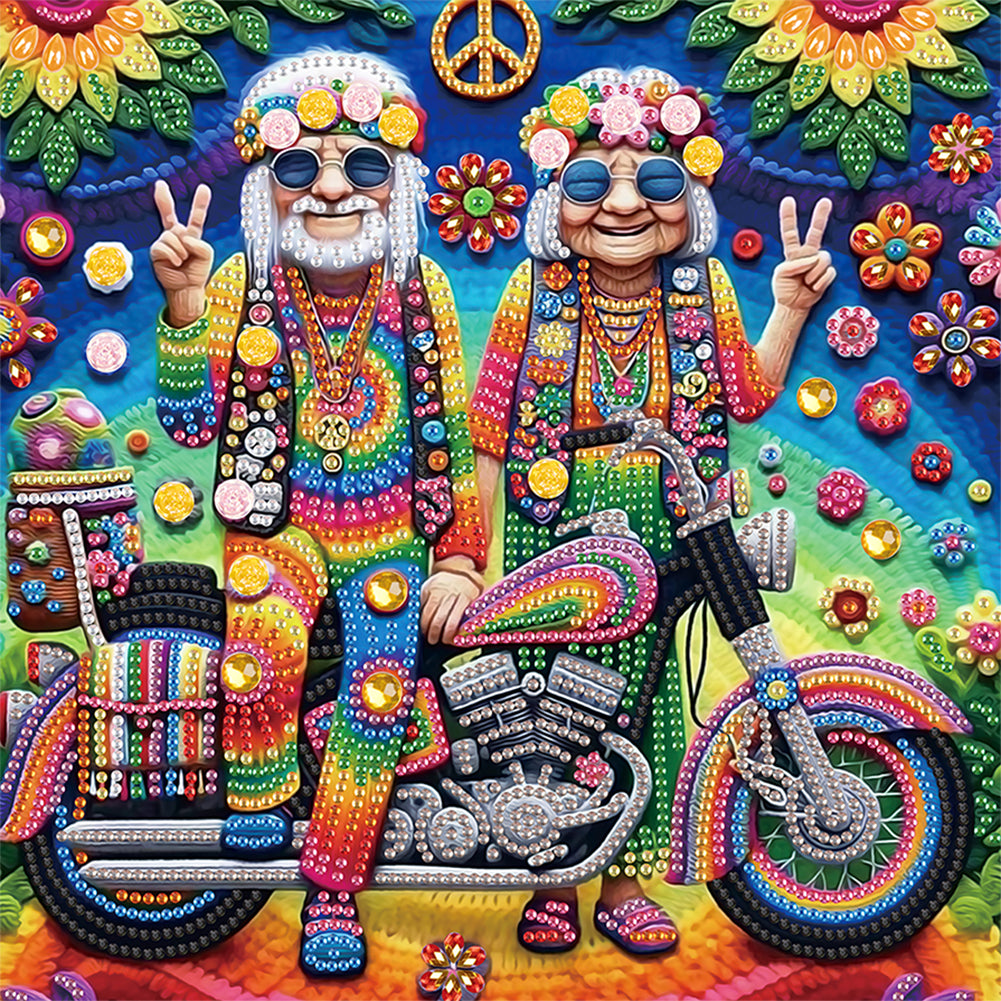 Diamond Painting - Partial Special Shaped - Funny old lady (30*30CM)