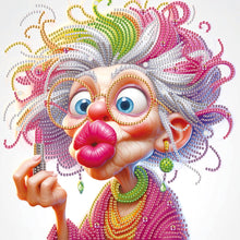 Load image into Gallery viewer, Diamond Painting - Partial Special Shaped - Funny old lady (30*30CM)
