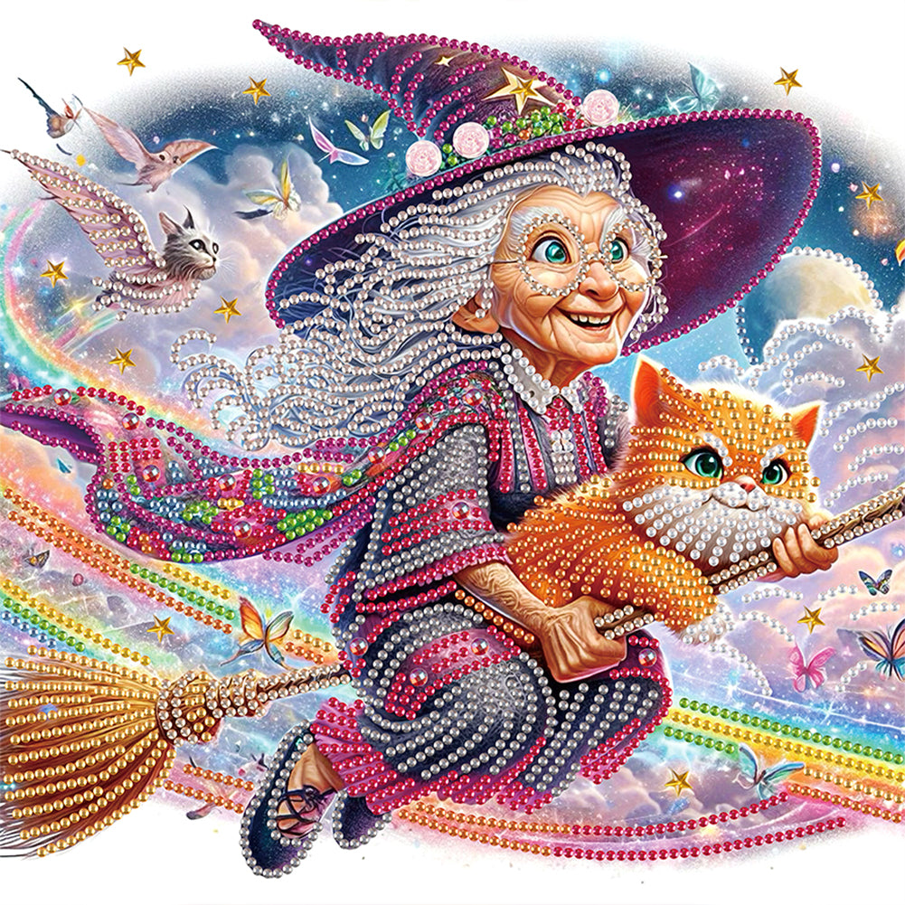 Diamond Painting - Partial Special Shaped - Funny old lady (30*30CM)