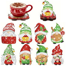 Load image into Gallery viewer, 8Pcs Wooden Christmas Gnome Diamond Painting Coasters with Holder Gift for Mom
