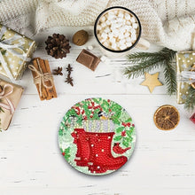 Load image into Gallery viewer, 8Pcs Wooden Santa Claus Diamond Painting Coasters with Holder Gift for Mom

