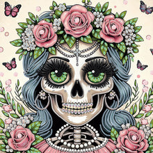 Load image into Gallery viewer, Diamond Painting - Partial Special Shaped - Halloween skeleton beauty (40*40CM)
