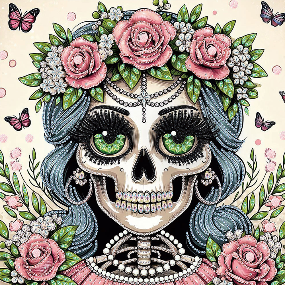 Diamond Painting - Partial Special Shaped - Halloween skeleton beauty (40*40CM)