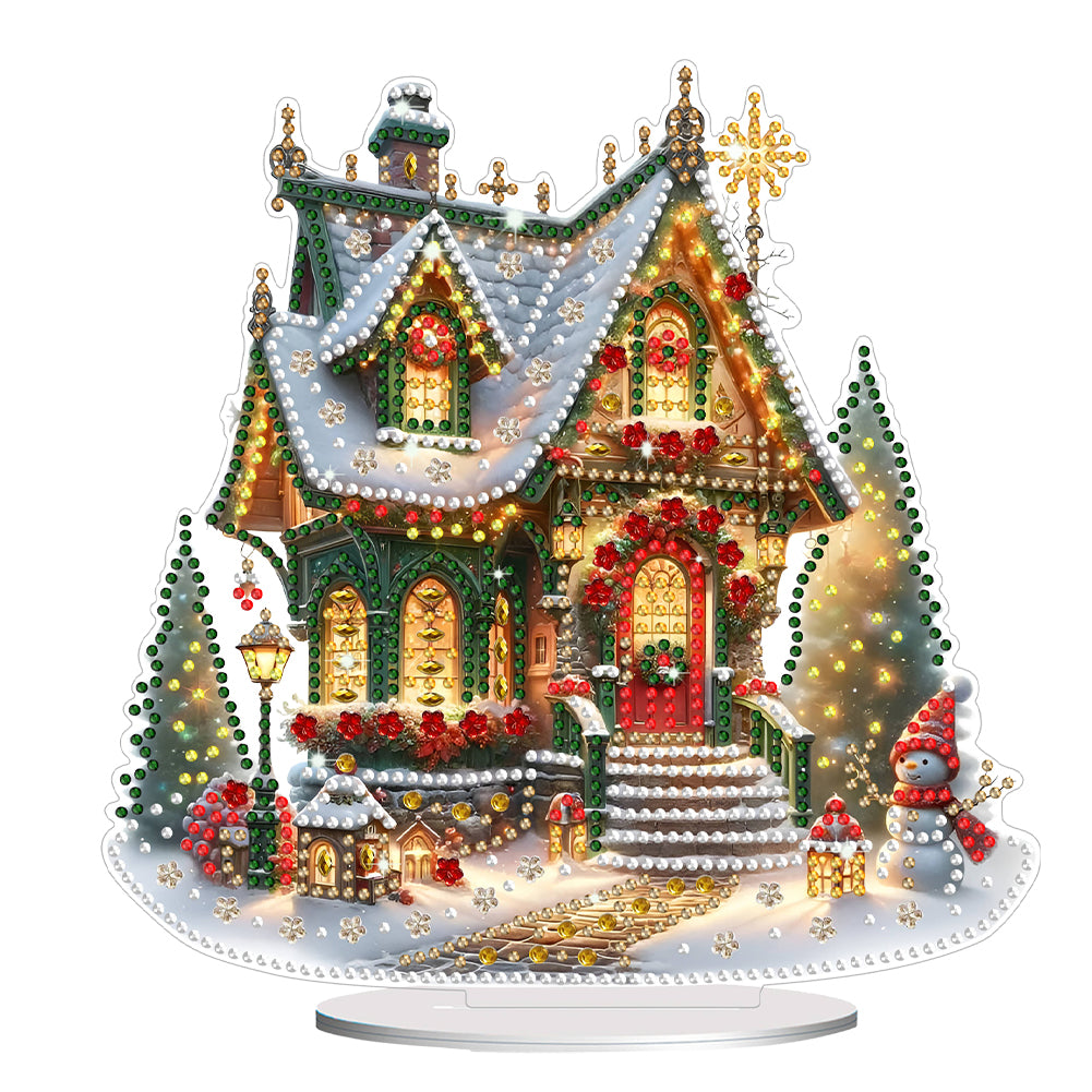 Acrylic Christmas House Desktop Diamond Art Kits Diamond Painting Desktop Decors