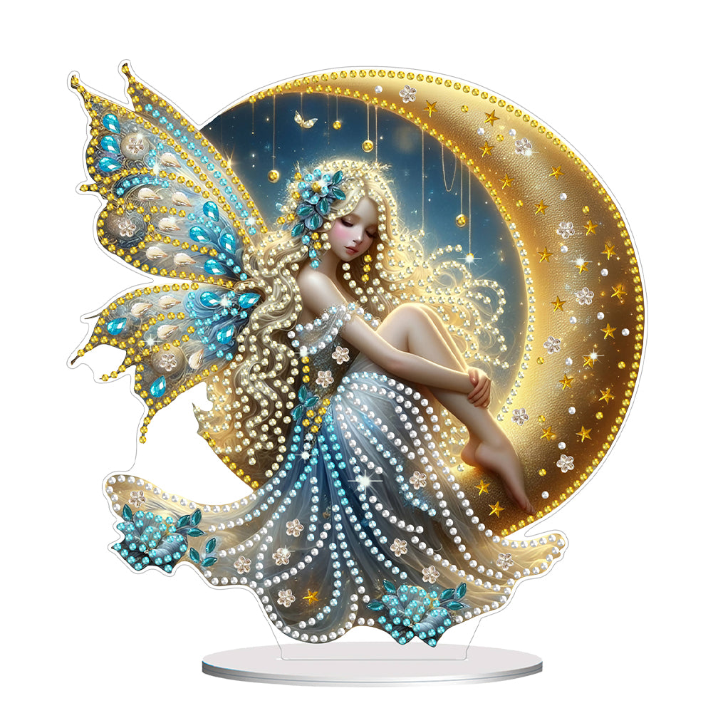 Acrylic Moon Fairy 5D DIY Diamond Art Tabletop Decorations for Home Office Decor
