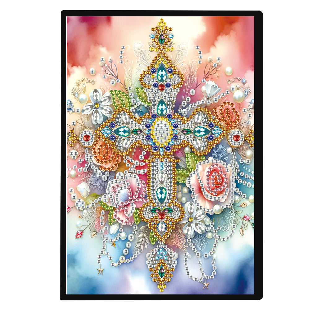 Flower Cross 5D Diamond Painting Notebook Diamond Art Dairy Book for Adults Kids