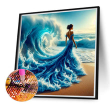 Load image into Gallery viewer, Diamond Painting - Full Round - Girl with wave skirt back (40*40CM)
