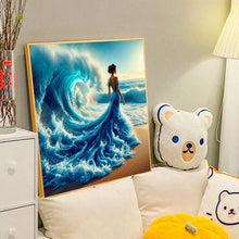 Load image into Gallery viewer, Diamond Painting - Full Round - Girl with wave skirt back (40*40CM)
