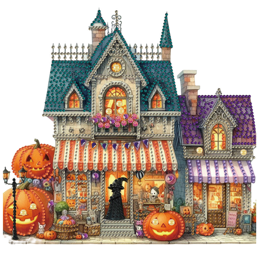 Diamond Painting - Partial Special Shaped - Halloween street hut (30*30CM)
