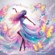Load image into Gallery viewer, Diamond Painting - Full Round - Girl with flower and music (40*40CM)
