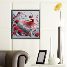 Load image into Gallery viewer, Diamond Painting - Full Round - Girl with red rose (40*40CM)
