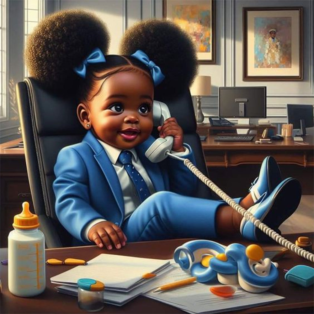 Diamond Painting - Full Round - Girl on the phone (30*30CM)
