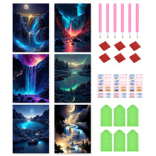 Load image into Gallery viewer, 6pcs Round Diamond Painting Set - Fluorescent waterfall (30*40CM)
