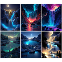 Load image into Gallery viewer, 6pcs Round Diamond Painting Set - Fluorescent waterfall (30*40CM)

