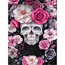 Load image into Gallery viewer, 4pcs Round Diamond Painting Set - Flower skull (30*40CM)
