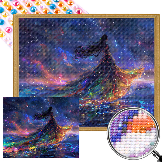 AB Diamond Painting - Full Round - Girl under the starry sky (50*40CM)