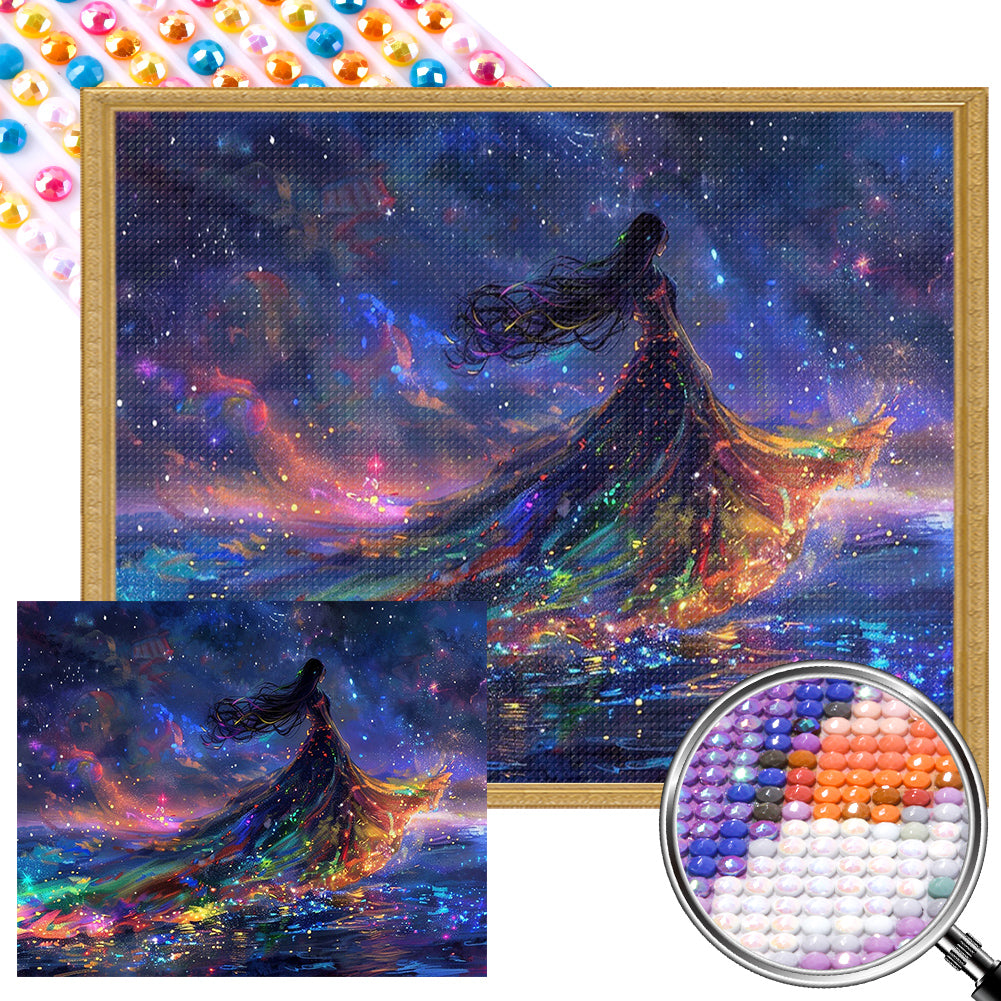 AB Diamond Painting - Full Round - Girl under the starry sky (50*40CM)