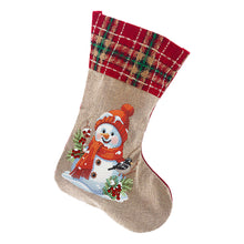 Load image into Gallery viewer, Linen Diamond Painting Xmas Stocking Decor 5D Rhinestone Xmas Socks for Kid Gift
