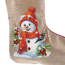 Load image into Gallery viewer, Linen Diamond Painting Xmas Stocking Decor 5D Rhinestone Xmas Socks for Kid Gift
