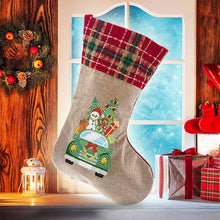 Load image into Gallery viewer, Linen Diamond Painting Xmas Stocking Decor 5D Rhinestone Xmas Socks for Kid Gift
