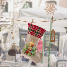 Load image into Gallery viewer, Linen Diamond Painting Xmas Stocking Decor 5D Rhinestone Xmas Socks for Kid Gift
