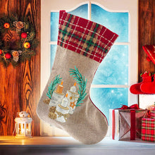 Load image into Gallery viewer, Linen Diamond Painting Xmas Stocking Decor 5D Rhinestone Xmas Socks for Kid Gift
