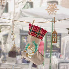 Load image into Gallery viewer, Linen Diamond Painting Xmas Stocking Decor 5D Rhinestone Xmas Socks for Kid Gift

