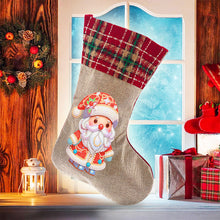 Load image into Gallery viewer, Linen Diamond Painting Xmas Stocking Decor 5D Rhinestone Xmas Socks for Kid Gift
