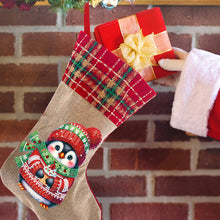 Load image into Gallery viewer, Linen Diamond Painting Xmas Stocking Decor 5D Rhinestone Xmas Socks for Kid Gift
